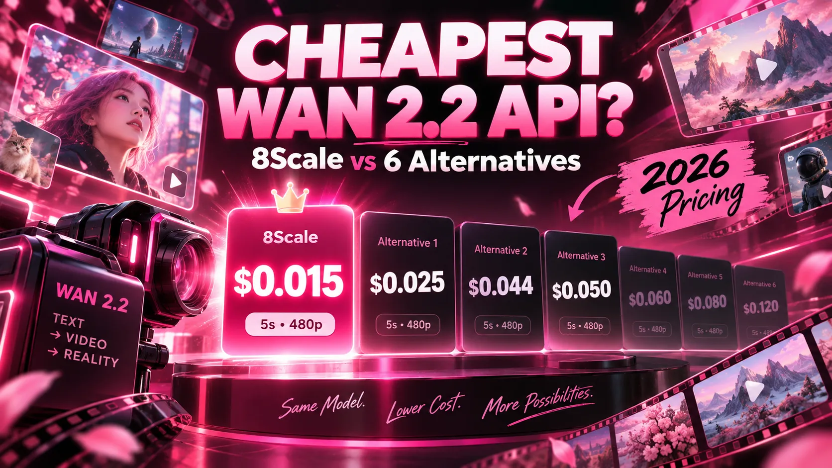 Cheapest Wan 2.2 APIs in 2026: 8Scale vs 6 Alternatives (Full Pricing Comparison)