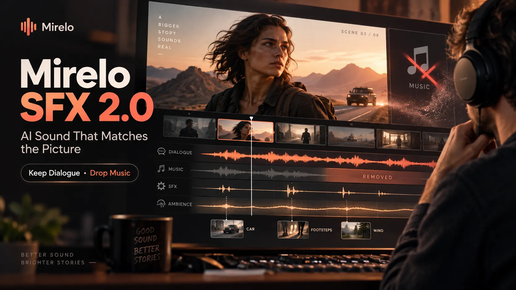 Mirelo SFX 2.0: AI Sound That Finally Matches the Picture (Keep Dialogue, Drop the Music)