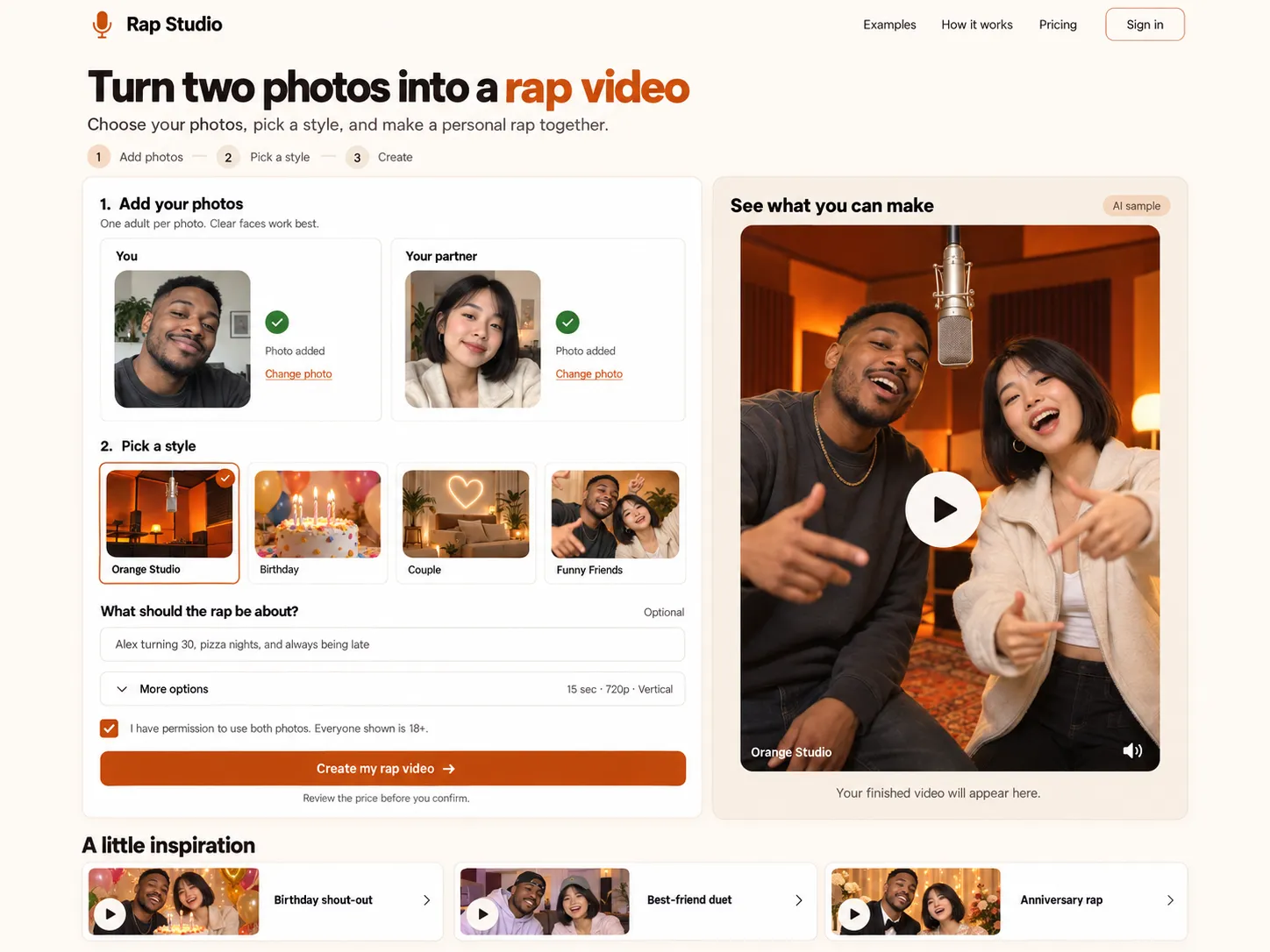 AI rap video website LLM Prompt