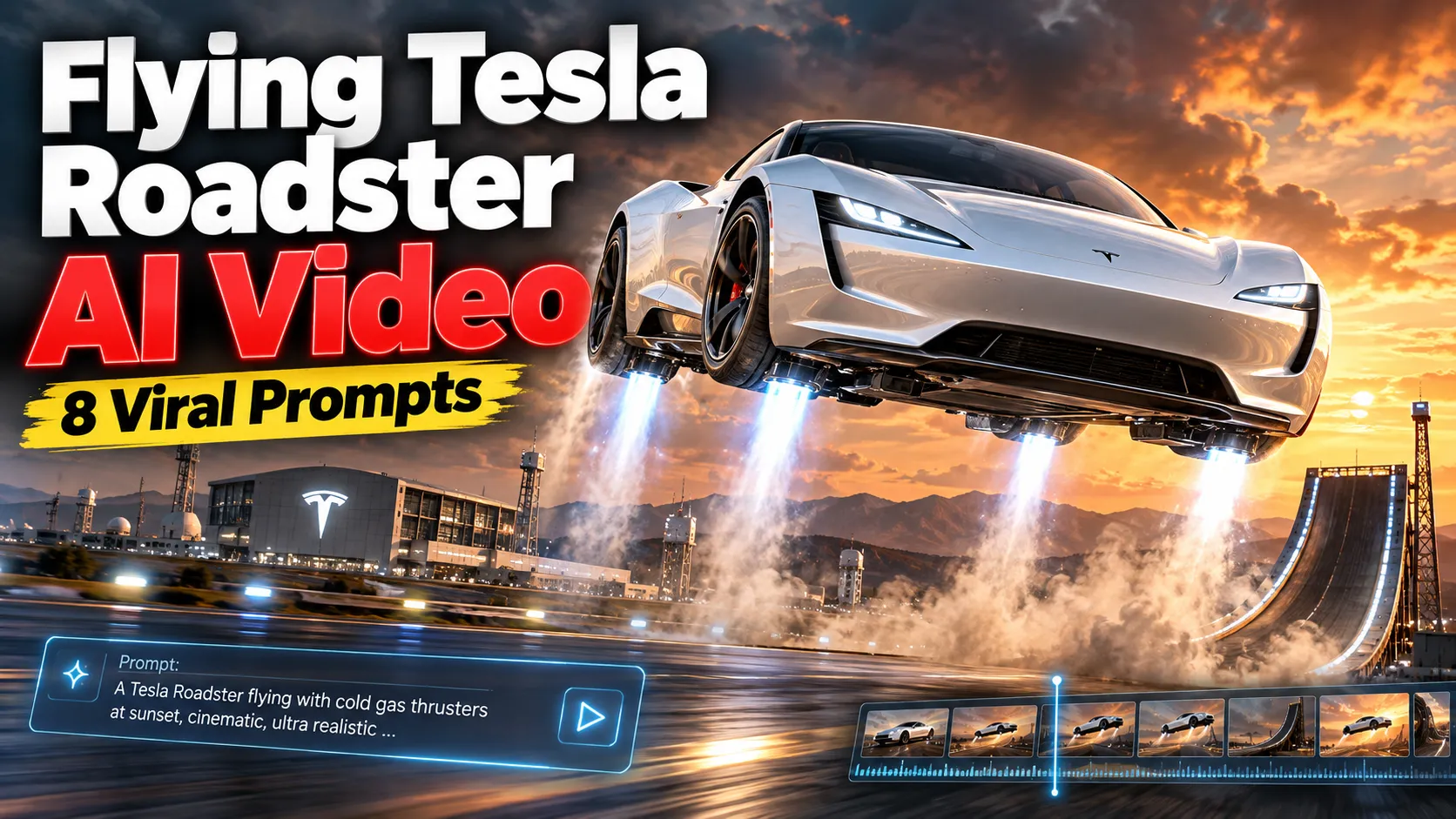 How to Generate Flying Tesla Roadster AI Videos: 8 Viral Prompts