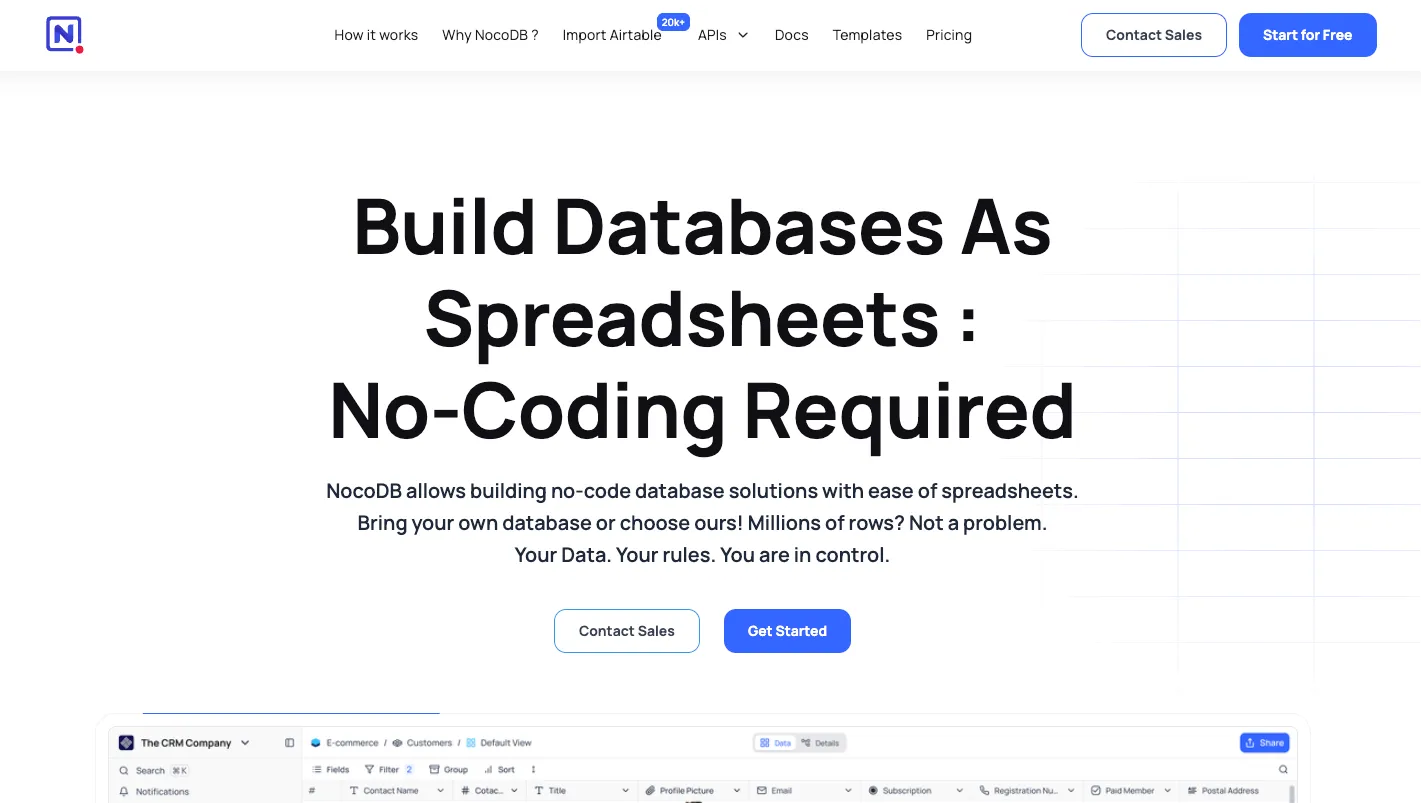 NocoDB preview