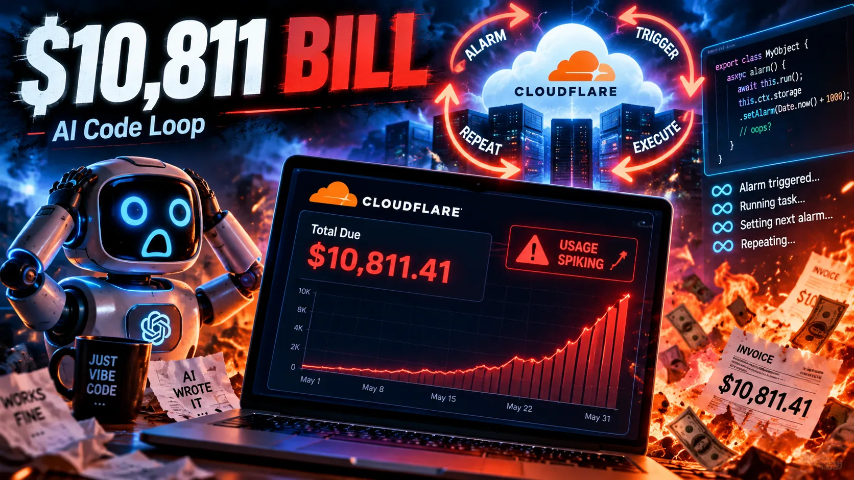 A $10,811 Cloudflare Bill From AI-Written Code: How a Durable Objects Alarm Loop Went Wrong