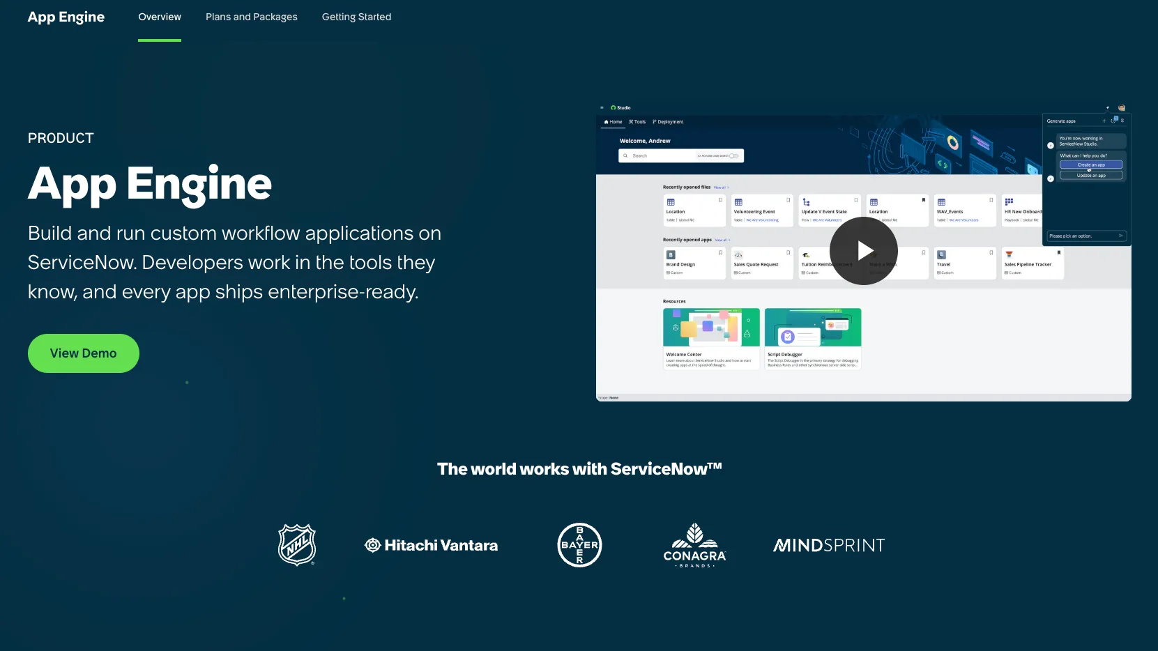 ServiceNow App Engine preview